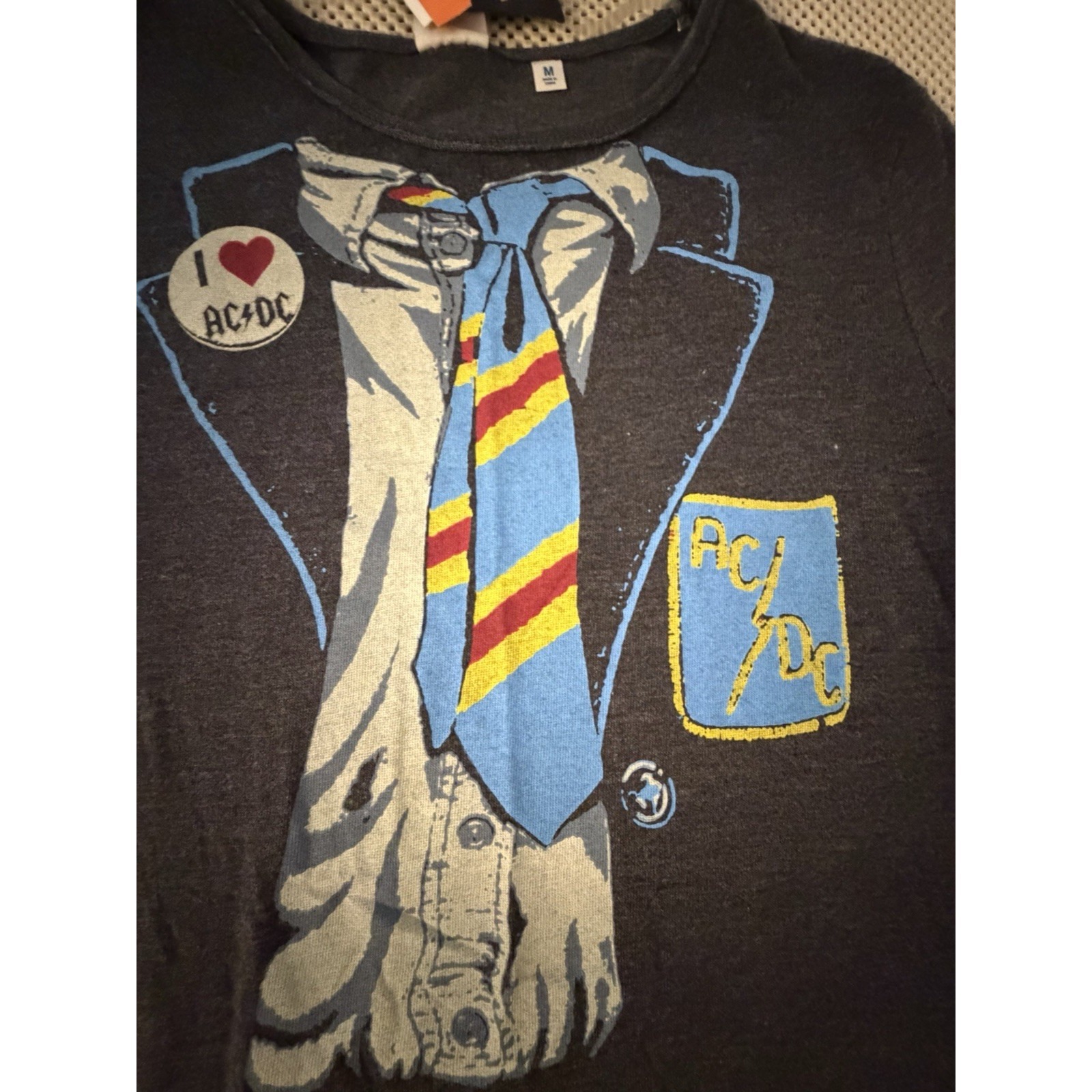 Nwt Junk Food Rock I Love Ac/Dc T-Shirt Dress Sz S/M Stretch Short Sleeve Gray — image 2 of 8